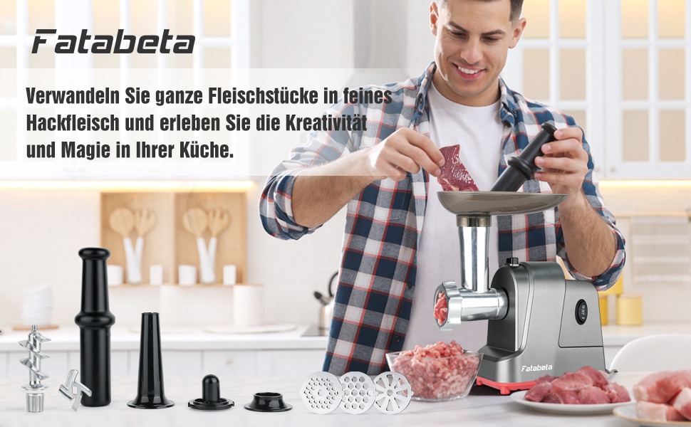 Electric Meat Grinder & Food Processor - Sausage Stuffer, Cookie Dough Mixer with 3 Stainless Steel Plates - Perfect for Home Kitchen - 图片 7