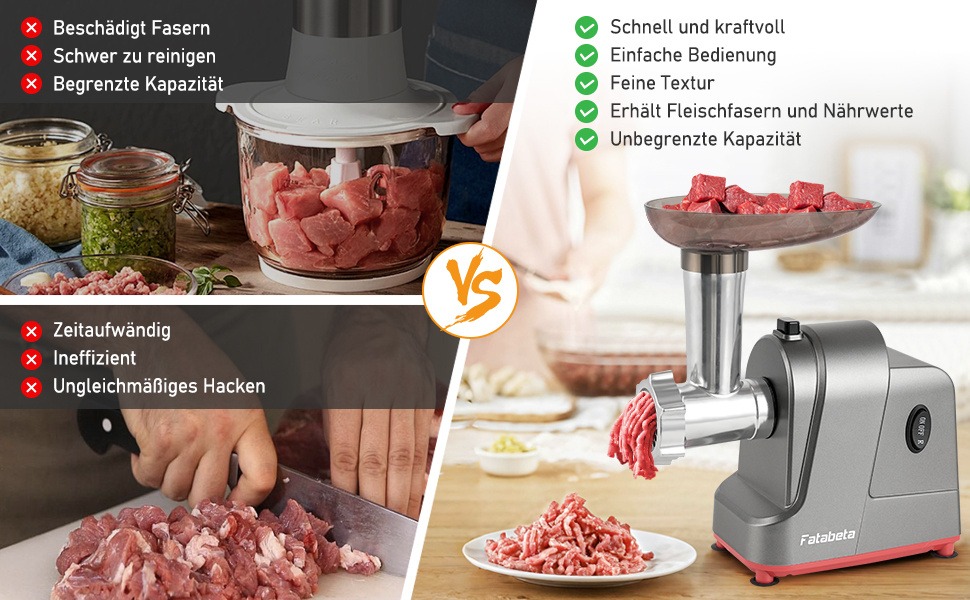 Electric Meat Grinder & Food Processor - Sausage Stuffer, Cookie Dough Mixer with 3 Stainless Steel Plates - Perfect for Home Kitchen - 图片 5