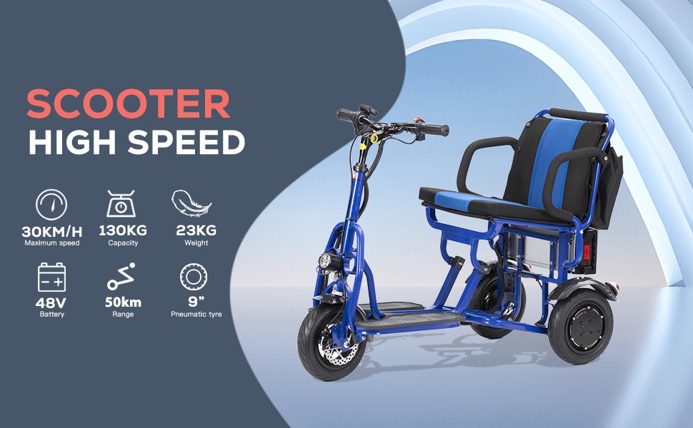Cougar Folding Mobility Scooter, Lightweight Portable Scooter for Adults - 3 Wheel Motorized Scooter - Travel Scooters, 280lbs, Only 49lbs - 15mi Range Electric Scooter Adults - 图片 7