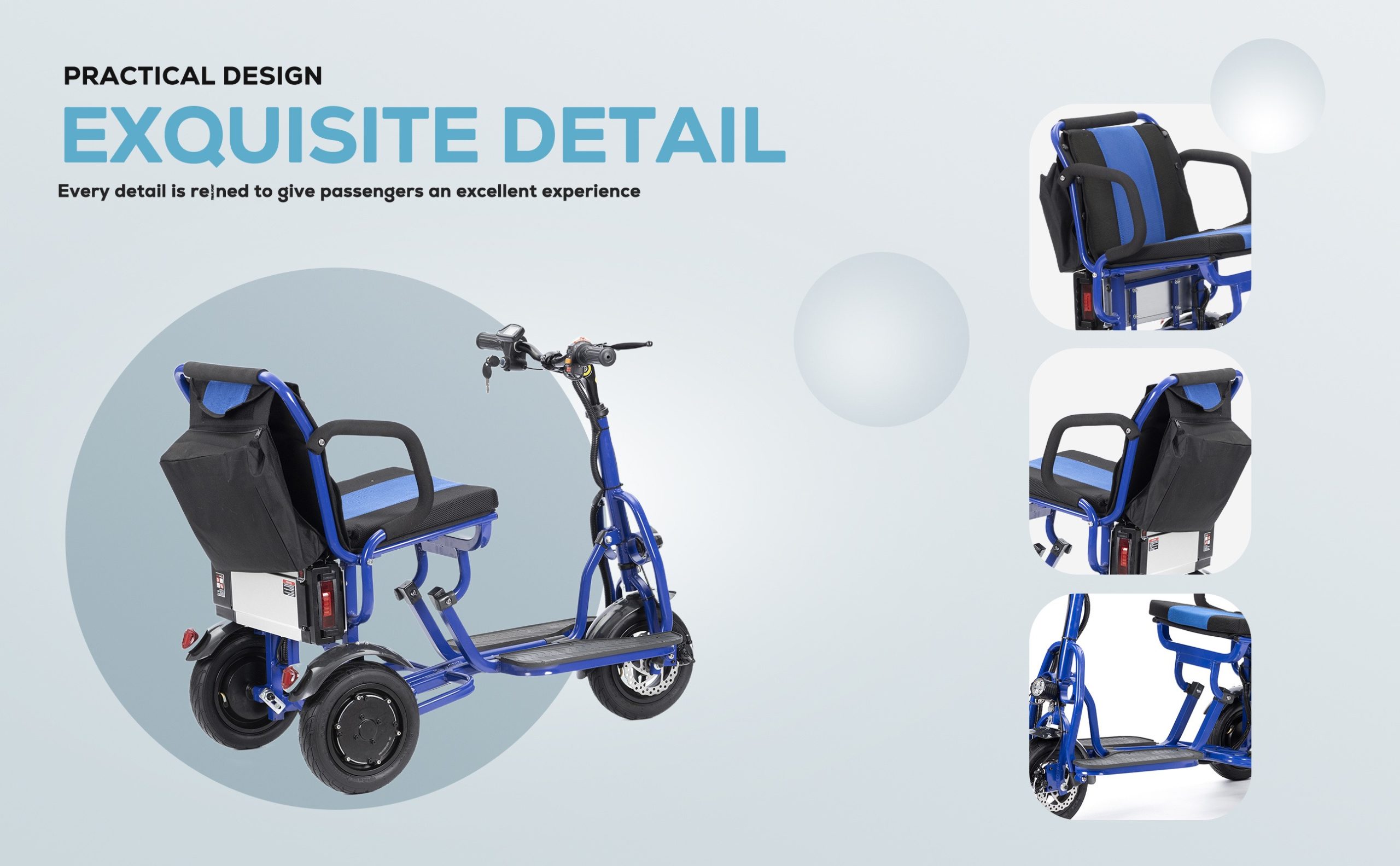 Cougar Folding Mobility Scooter, Lightweight Portable Scooter for Adults - 3 Wheel Motorized Scooter - Travel Scooters, 280lbs, Only 49lbs - 15mi Range Electric Scooter Adults - 图片 4