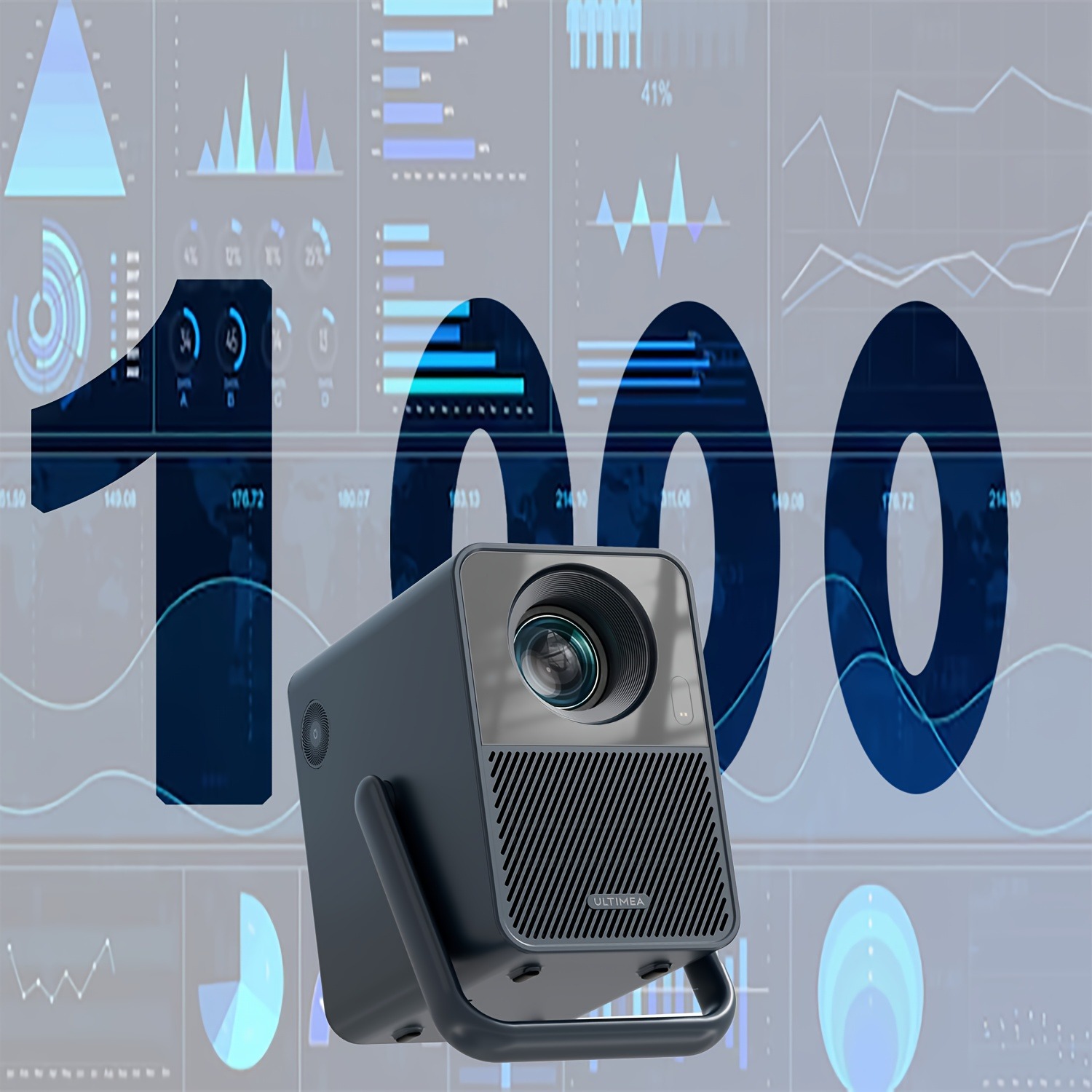 ULTIMEA 1000ANSI Office Projector with Android TV, Native1080P, 4K Decoding, Audio, WiFi Wireless 5.3, Portable Projector for Conference And Training, Office Projector for Phone, Projector for Movies On Wall with Battery, Portable Projector for Phone, Business Presentations, Home Theater, Modern Projector, Sleek Projector, Reliable Performance, Advanced Technology, Wireless Projector, Highresolution Lens, Business Professionals, Movie Enthusiasts - 图片 10