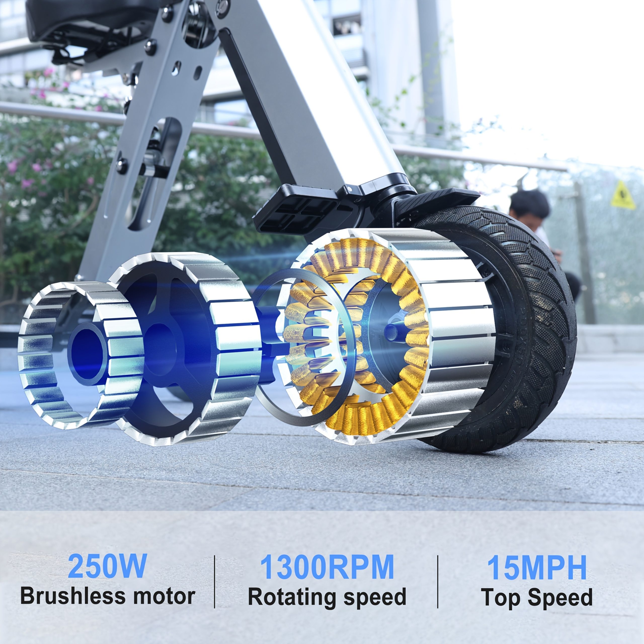 TopMate Electric Scooter, 8 Inch 3 Wheel Foldable Trike with Adult Seat, Lightweight Electric Scooter with Removable 36V 7.8AH Battery And Reverse Function - 图片 5