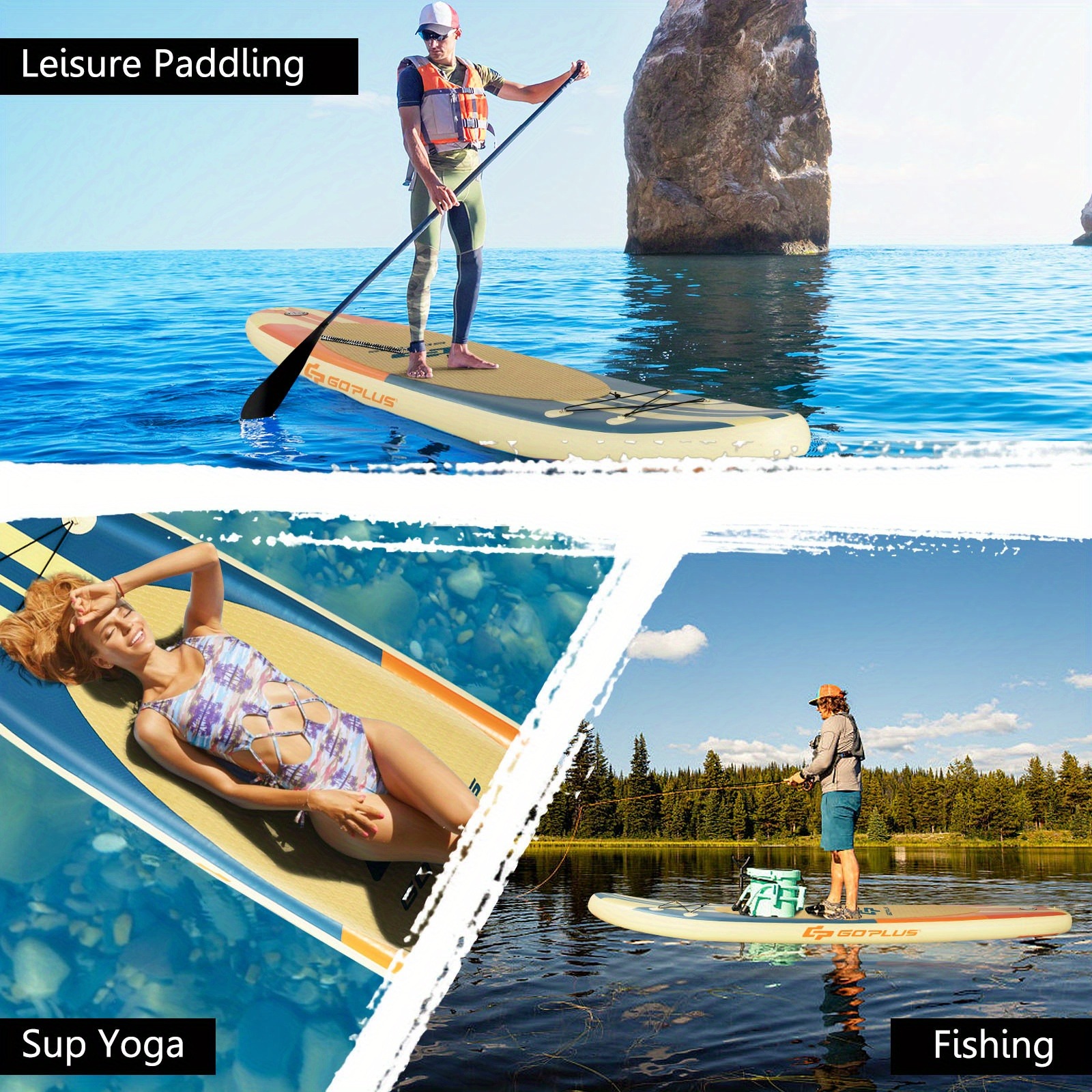 MULTIGOT 11" Inflatable Stand-Up Paddle Board Surfboard with Aluminum Paddle, Carry Bag, and Accessories - Durable Multi-Color PVC, Non-Slip EVA Deck, Adjustable Fins for All Skill Levels - 图片 19