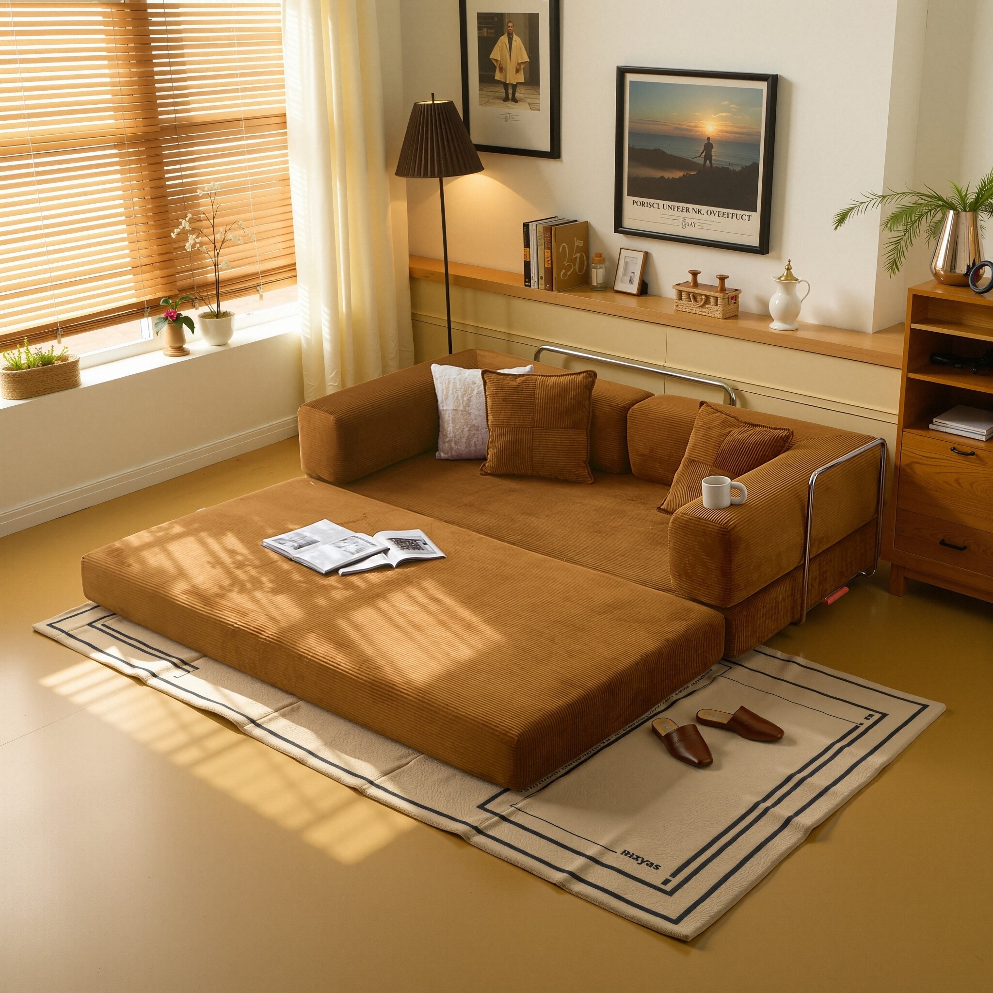 78.8'' Foldable Sofa Bed - 4-in-1 Convertible Sleeper Sofa with Memory Foam Cushioning, Space-Saving Floor Couch with Pillow Back Support & Armrests - 图片 15
