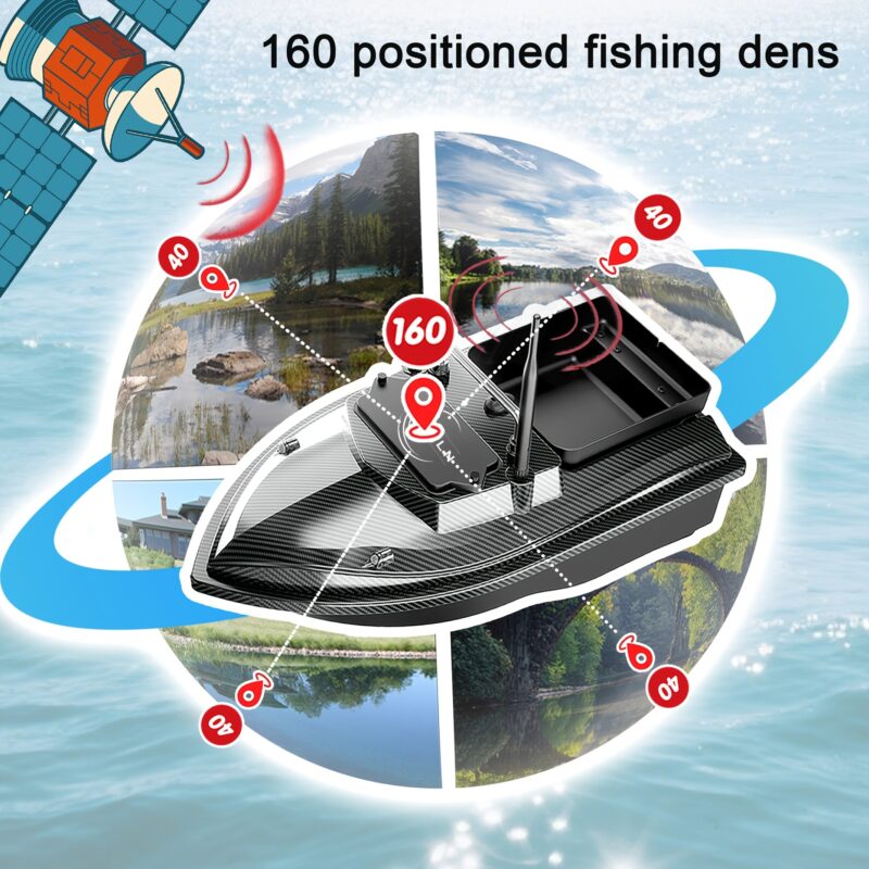 MBLN Smart Remote Control Fishing Bait Boat with 160 GPS Positions, 4.41LB Load Capacity, Battery-Powered, Wireless, No Laser, for Fishing Gear - 图片 8