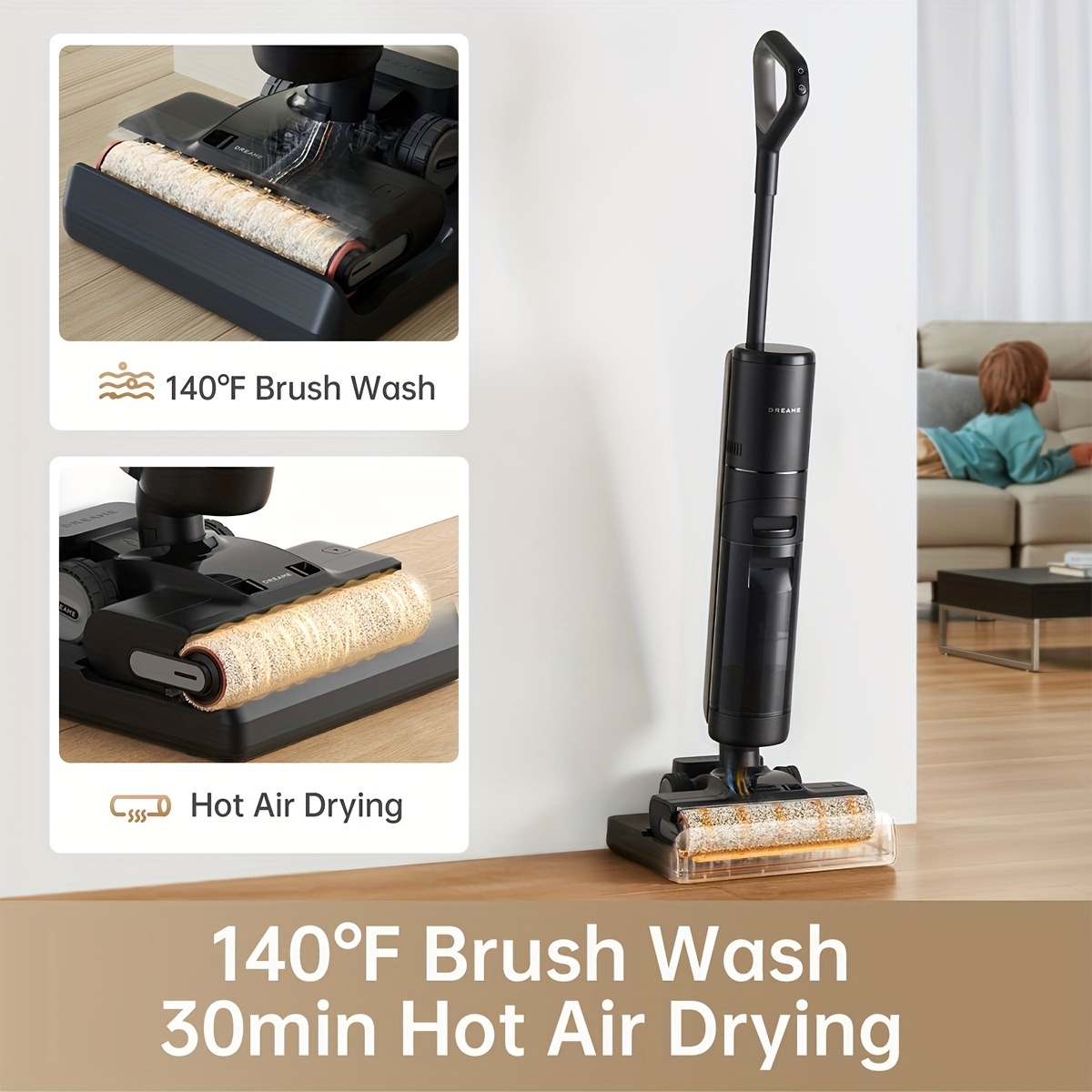 Dreame H13 Pro Wet Dry Vacuum Cleaner, Smart Floor Cleaner Vacuum Mop For Hard Floors, 140°F Brush Wash, Hot Air & Dual Rotation Self-Cleaning, GlideWheel Power System, Great For Sticky Messes - 图片 8