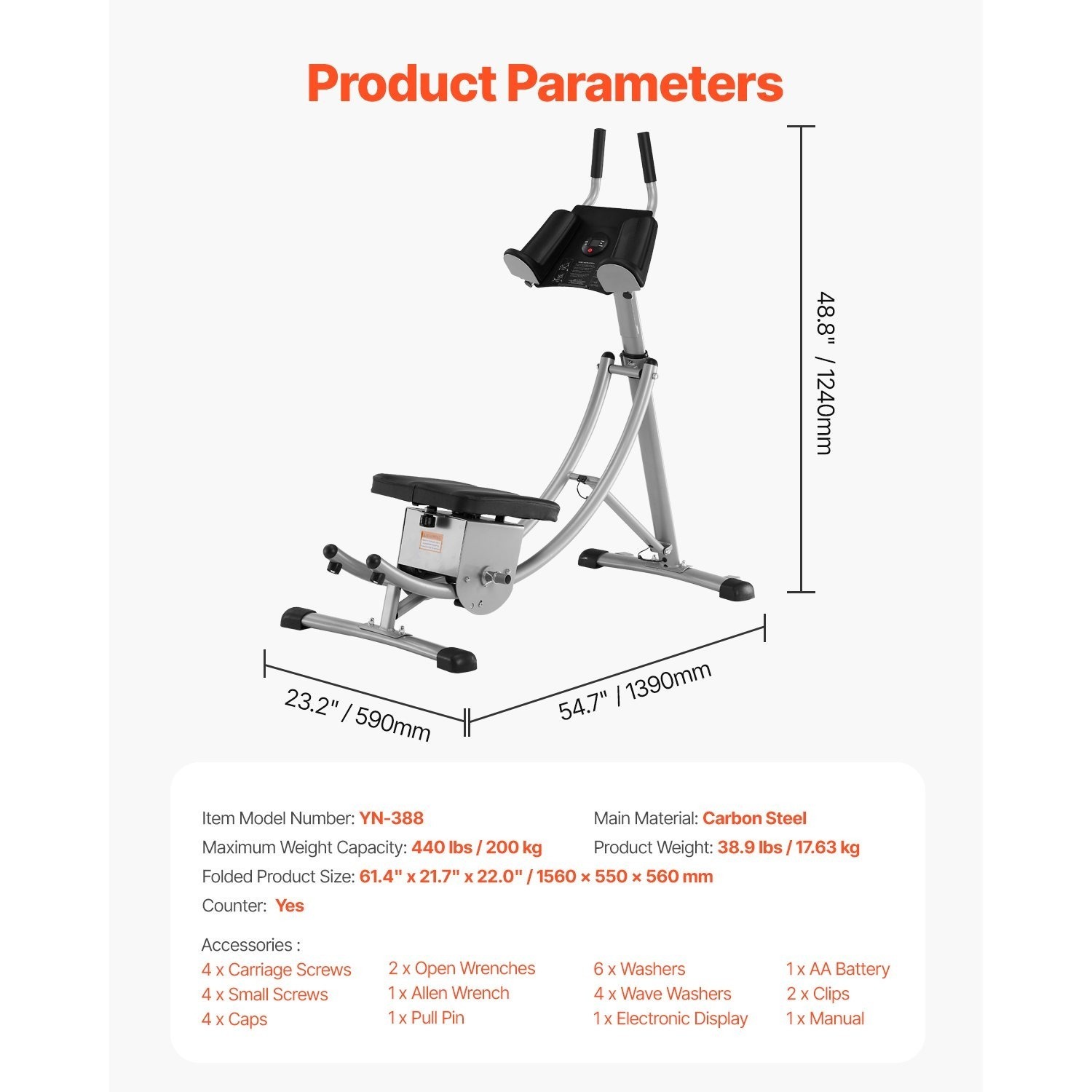 VEVOR AB Workout Machine Equipment Home Gym Core Abdominal Trainers Adjustable - 图片 6