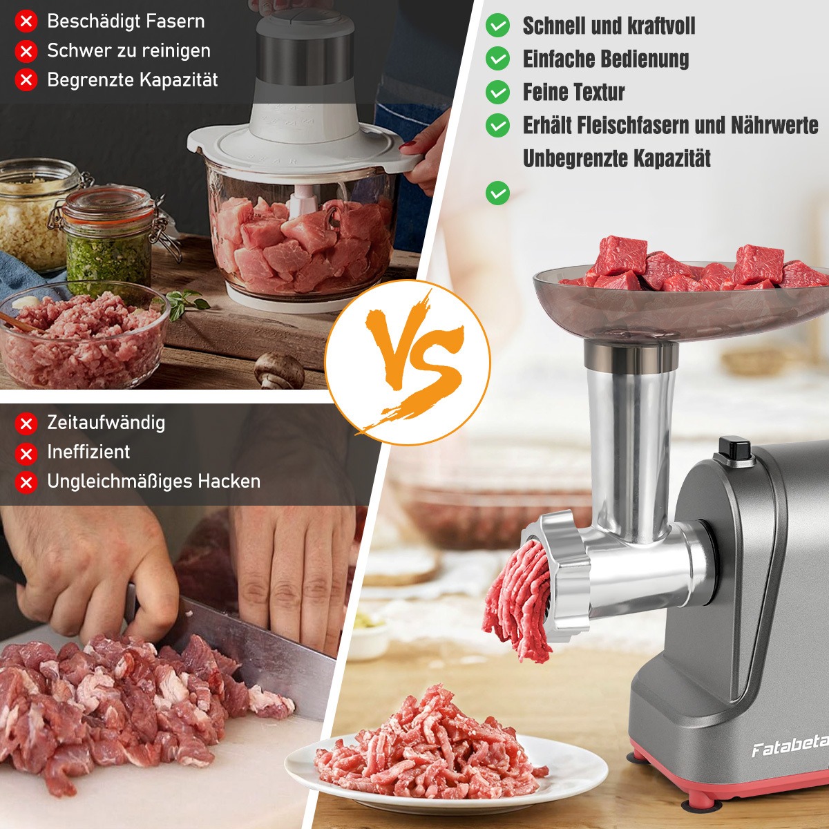 Electric Meat Grinder & Food Processor - Sausage Stuffer, Cookie Dough Mixer with 3 Stainless Steel Plates - Perfect for Home Kitchen - 图片 13