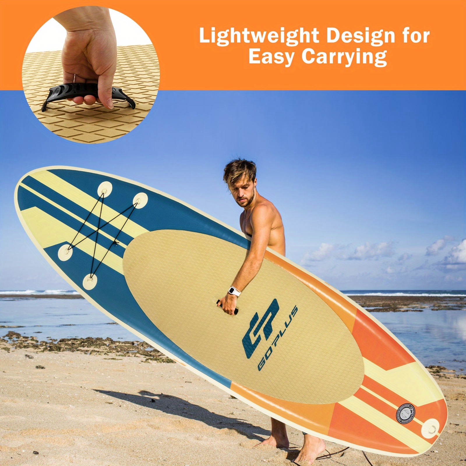 MULTIGOT 11" Inflatable Stand-Up Paddle Board Surfboard with Aluminum Paddle, Carry Bag, and Accessories - Durable Multi-Color PVC, Non-Slip EVA Deck, Adjustable Fins for All Skill Levels - 图片 12