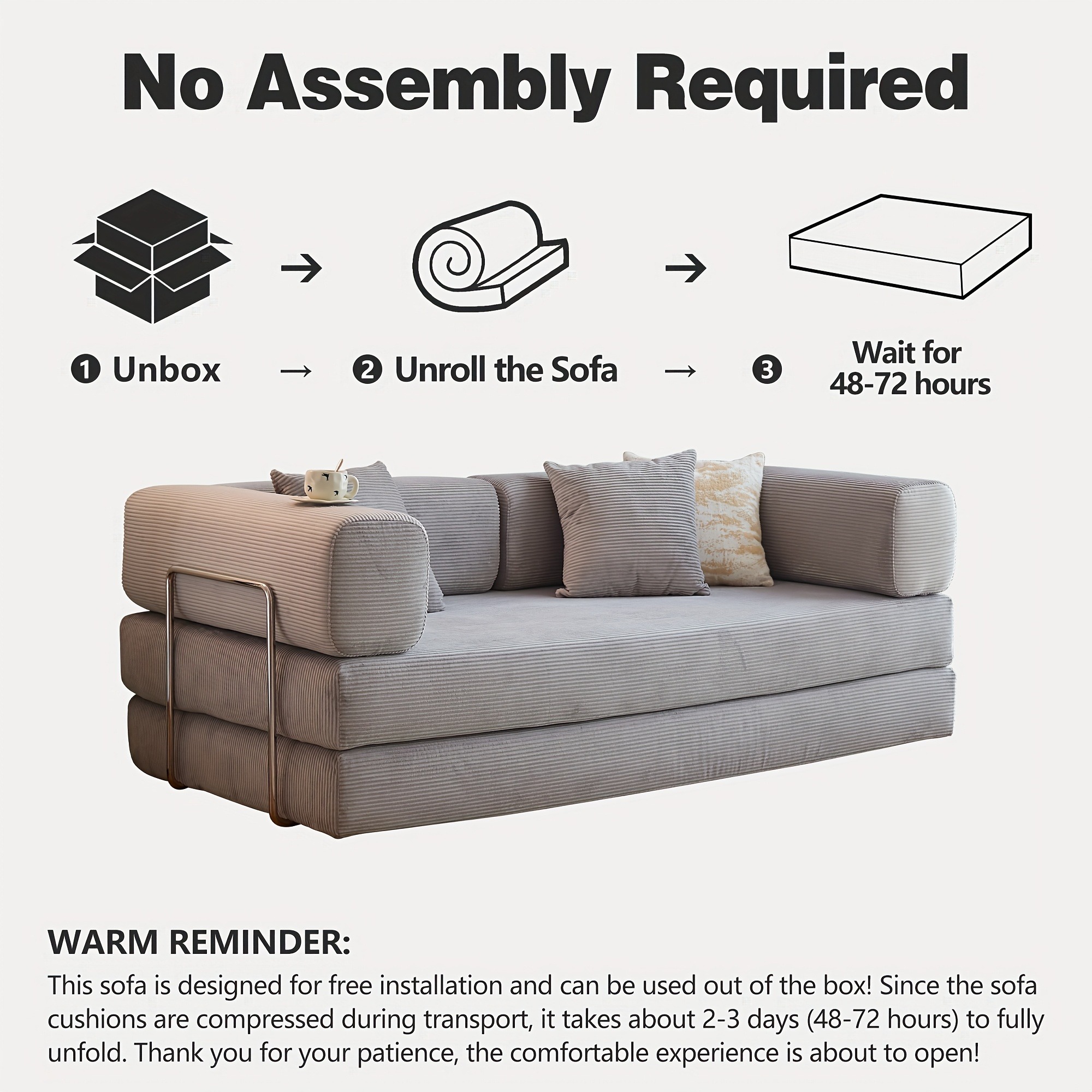 78.8'' Foldable Sofa Bed - 4-in-1 Convertible Sleeper Sofa with Memory Foam Cushioning, Space-Saving Floor Couch with Pillow Back Support & Armrests - 图片 11