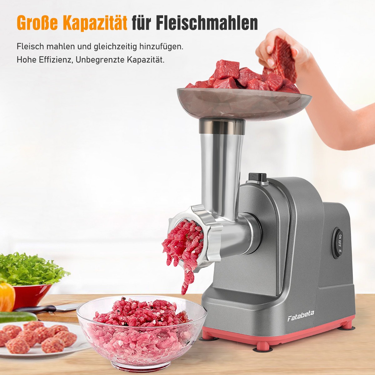Electric Meat Grinder & Food Processor - Sausage Stuffer, Cookie Dough Mixer with 3 Stainless Steel Plates - Perfect for Home Kitchen - 图片 11